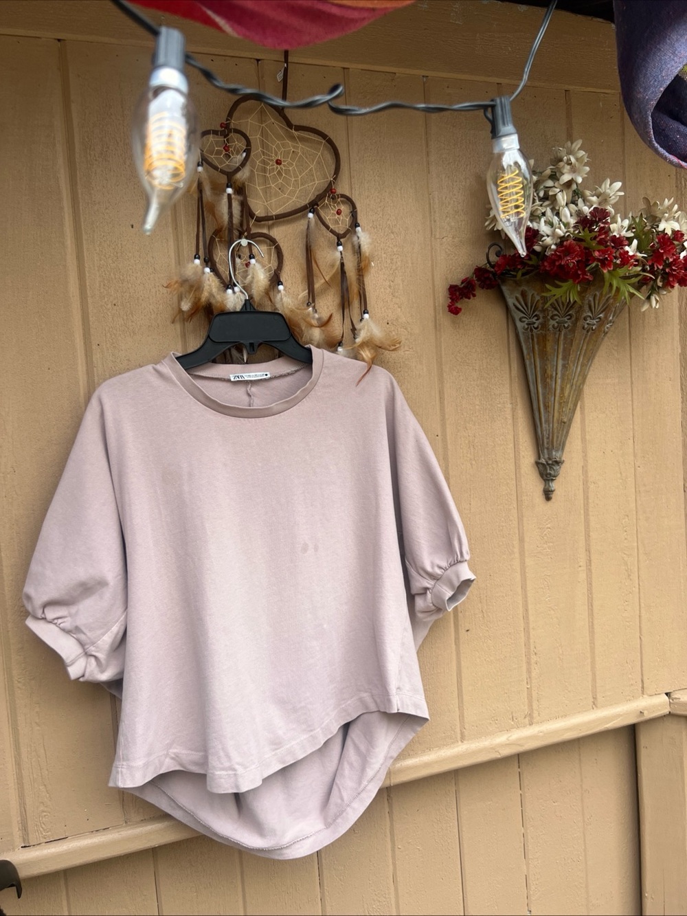 ZARA Mauve 3/4 Sleeve High-Low Hem BALOON SLEEVES SWEATSHIRT TOP XS:S/M/L